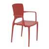 Cadeira Sofia Vermelha com Braços Encosto Fechado em Polipropileno e Fibra de Vidro - Imagem 2