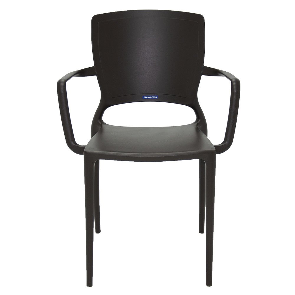 Cadeira Sofia Marrom com Braços Encosto Fechado em Polipropileno e Fibra de Vidro - Imagem zoom