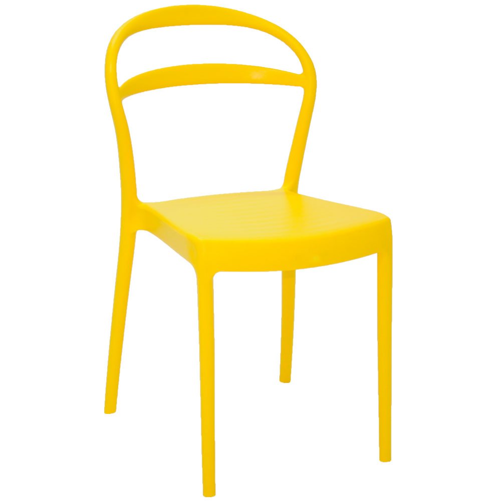 Cadeira Sissi Encosto Vazado em Polipropileno e Fibra de Vidro Amarelo - Imagem zoom
