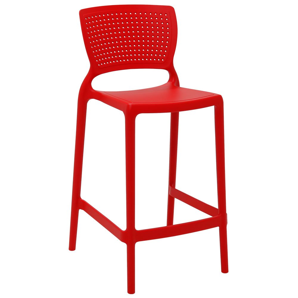 Cadeira Alta Safira em Polipropileno e Fibra de Vidro Vermelho - Imagem zoom
