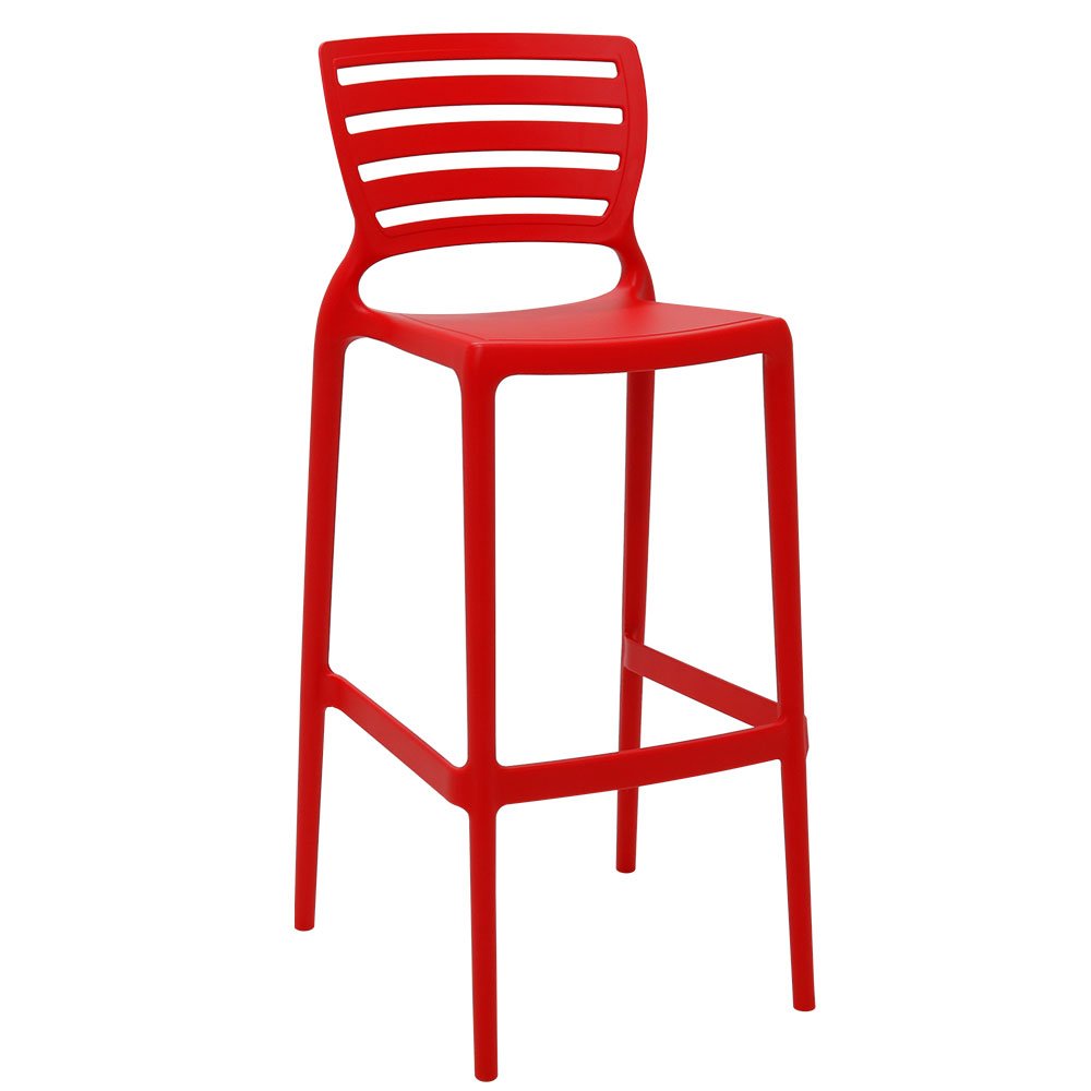 Cadeira Alta Sofia Bar em Polipropileno e Fibra de Vidro Vermelho - Imagem zoom