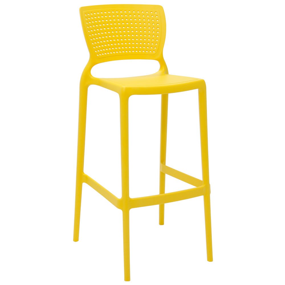 Cadeira Alta Safira Bar em Polipropileno e Fibra de Vidro Amarelo - Imagem zoom