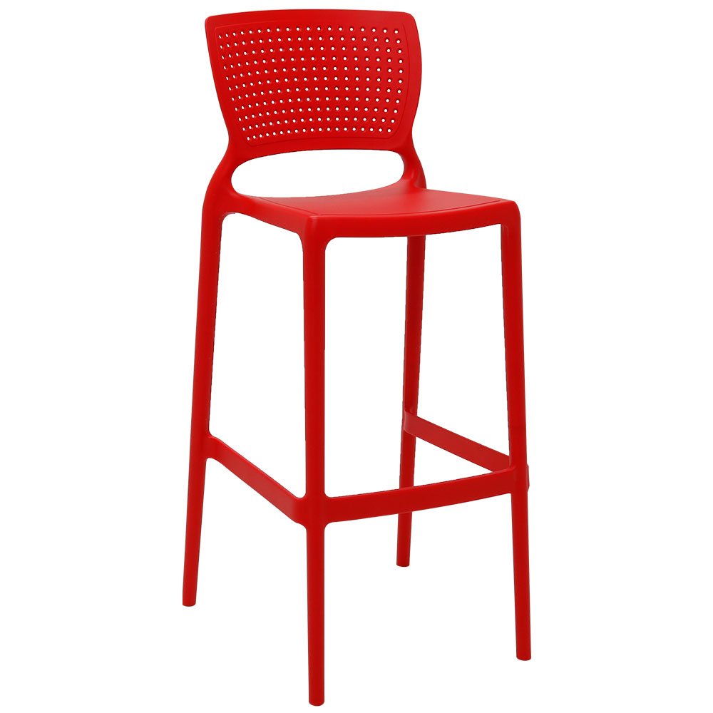 Cadeira Alta Safira Bar em Polipropileno e Fibra de Vidro Vermelho - Imagem zoom