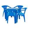 Mesa Tramontina Tambau Quadrada + 4 Cadeiras em Polipropileno Azul - Imagem 1