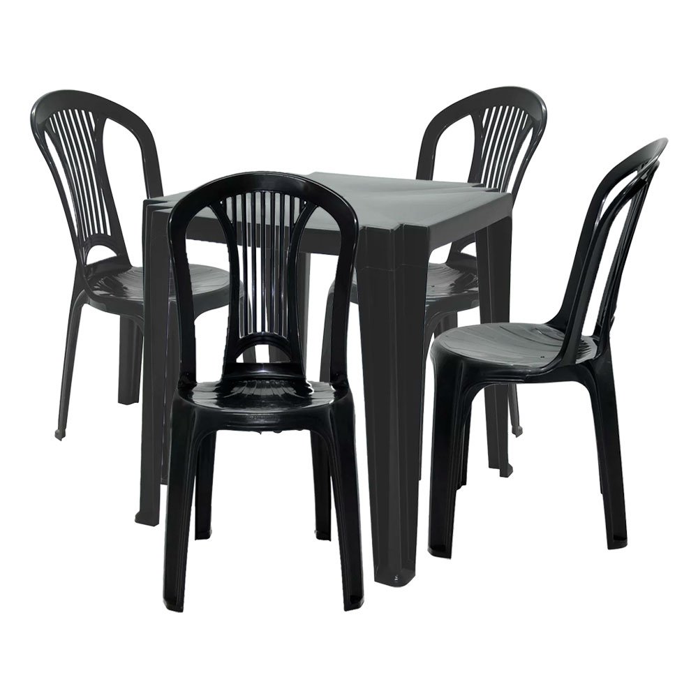 Conjunto de Plástico com 1 Mesa e 4 Cadeiras Bistrô - Coloridas