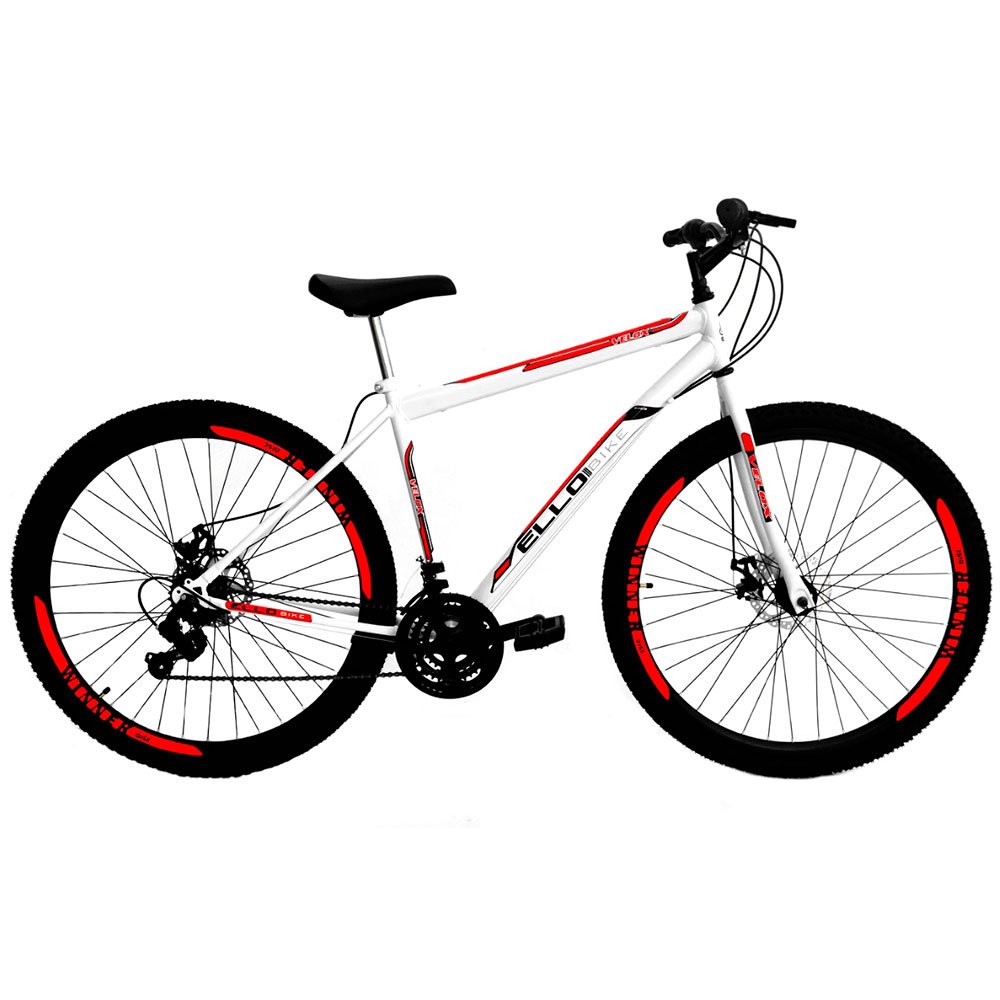 Bicicleta Aro 29 Freio a Disco 21 Marchas Branco e Vermelho -ELLOBIKE-17921888