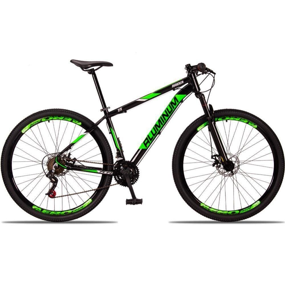 Bicicleta 29 Aluminum Raider 21 Marchas Preto+Verde - Imagem zoom