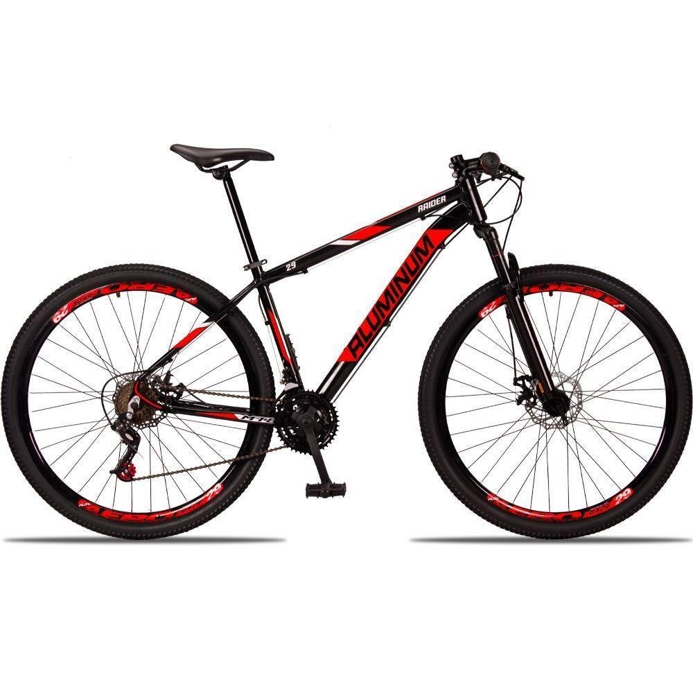 Bicicleta 29 Aluminum Raider 21 Marchas Preto+Vermelho - Imagem zoom