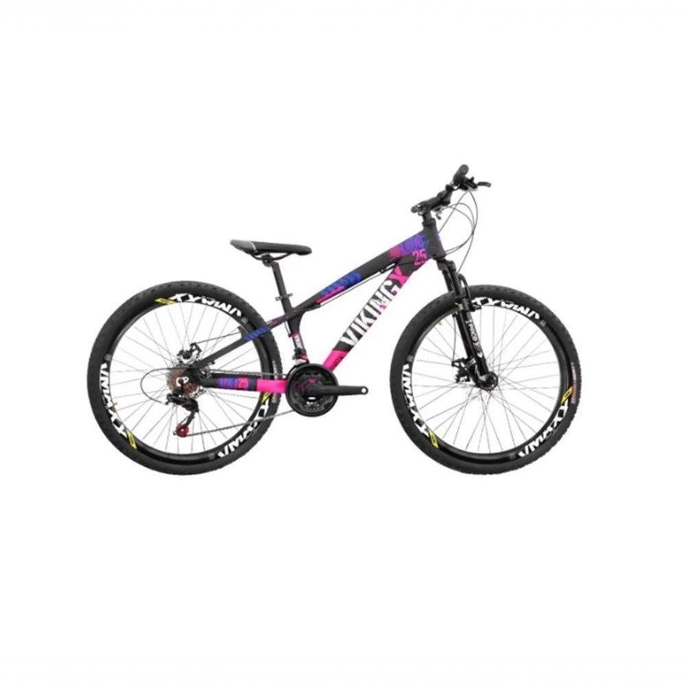 Bicicleta Viking Aro 26 Câmbio Importado 21v Vmaxx Preto Rosa - Imagem zoom