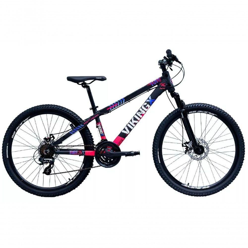 Bicicleta Viking Aro 26 Câmbios Importados 21v Aero Preto Rosa - Imagem zoom