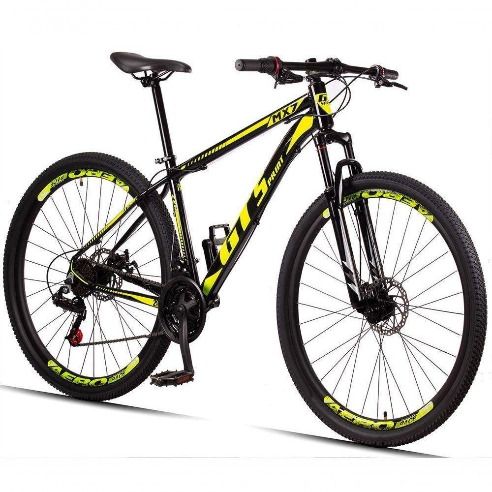 Bicicleta 29 Gt Sprint Mx7 Freio Disco Mtb Preto+Amarelo - Imagem zoom