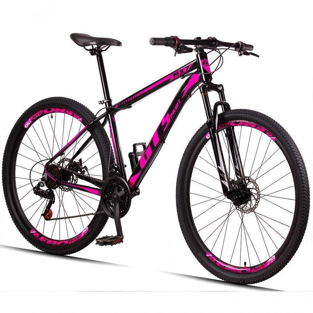 Bicicleta 29 Gt Sprint Mx7 Freio Disco Mtb Preto+Rosa - Imagem zoom