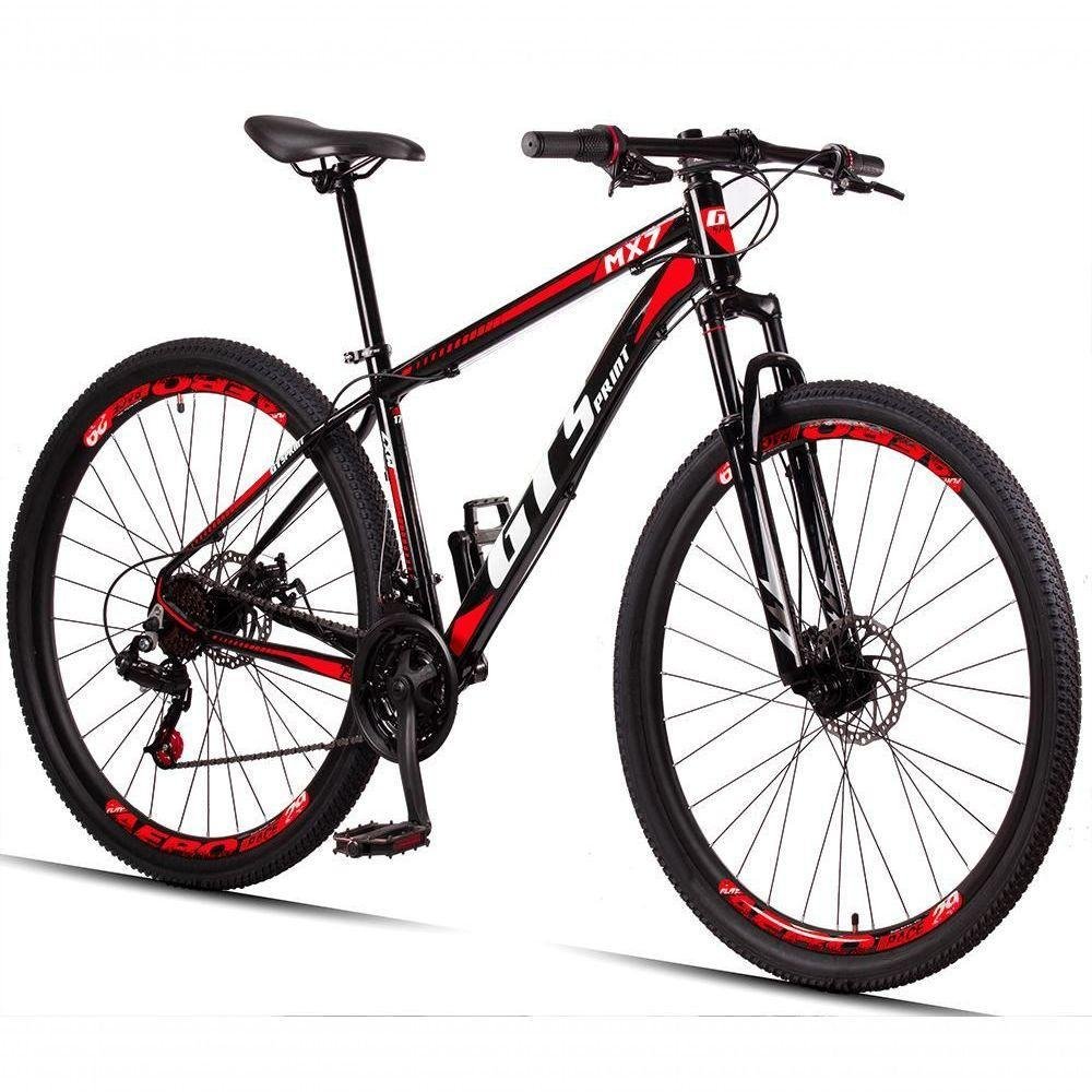 Bicicleta 29 Gt Sprint Mx7 Freio Disco Mtb Preto+Vermelho - Imagem zoom