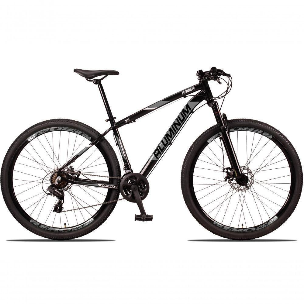 Bicicleta 29 Aluminum Raider 24 Marchas Index Freio A Disco Preto+cinza - Imagem zoom