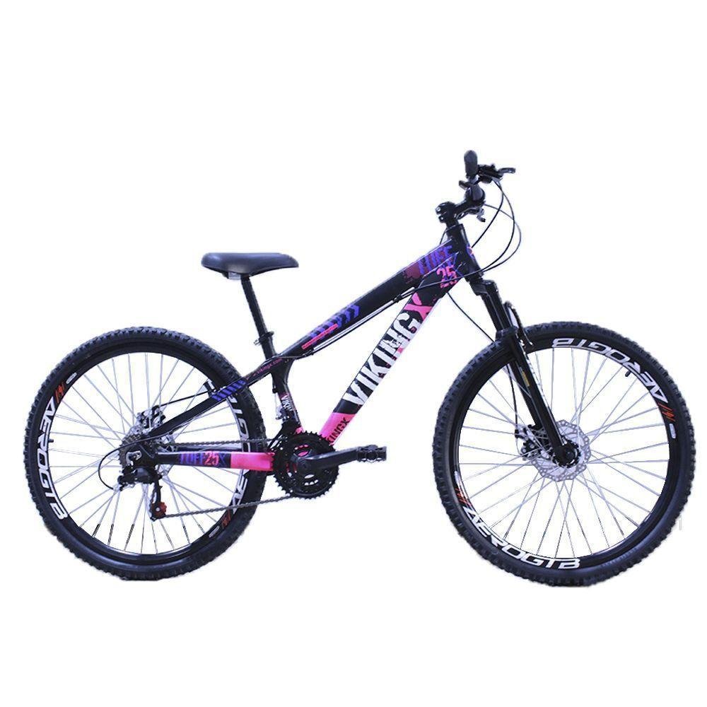 Bicicleta Vikingx Aro 26 Câmbios Importado 21v Aero Preto Rosa - Imagem zoom