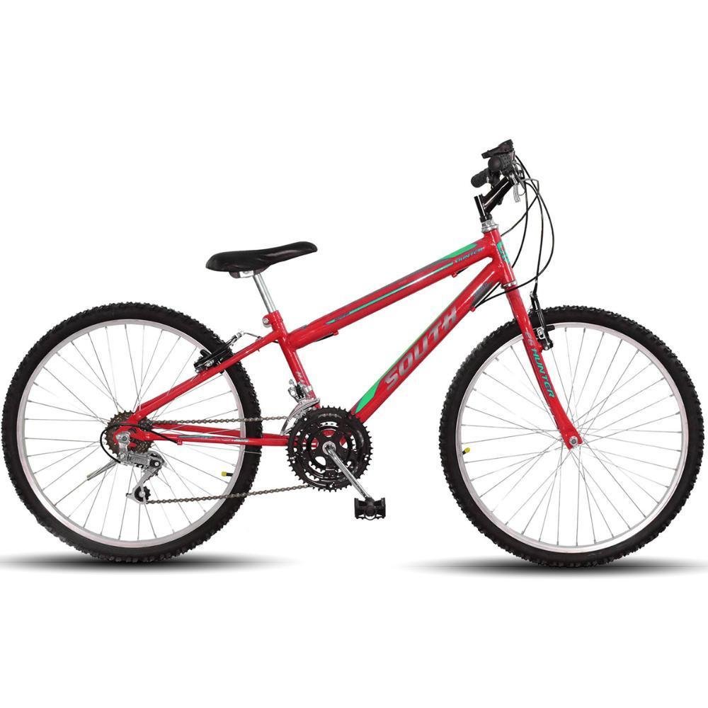 Bicicleta Aro 24 South 18 Marchas Freio V-brake - Vermelho Vermelho - Imagem