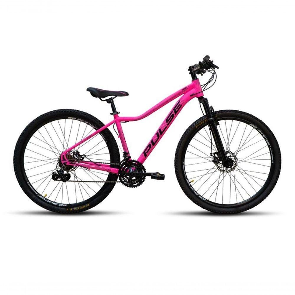 Bicicleta 29 Pulse Feminino 21v Cambios Importados Rosa Preto - Imagem zoom