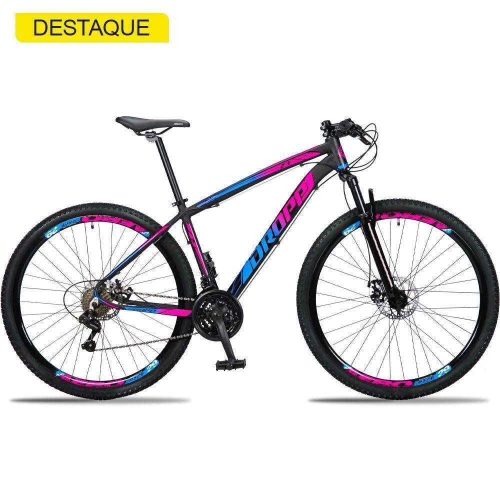 Bicicleta 29 Dropp Z3 Câmbios Shimano 21V Azul+Rosa - Imagem zoom