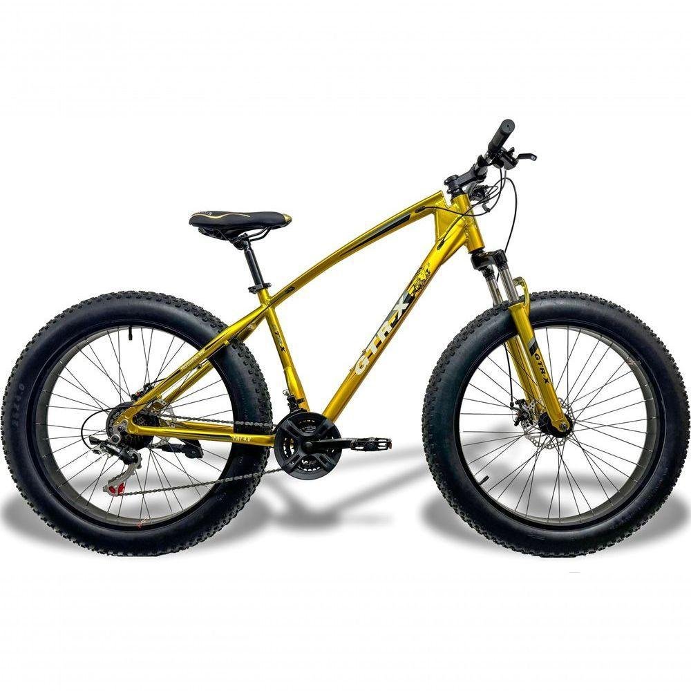 Bicicleta Fat Bike Gtr-x Aro 26 Freios Disco Alumínio Shimano Quadro 17 Dourado - Imagem zoom