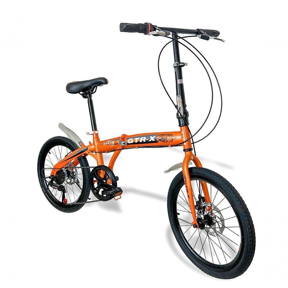 Bicicleta Gtr-x Pliage Dobrável Aro 20 Freios A Disco 7v Laranja - Imagem zoom