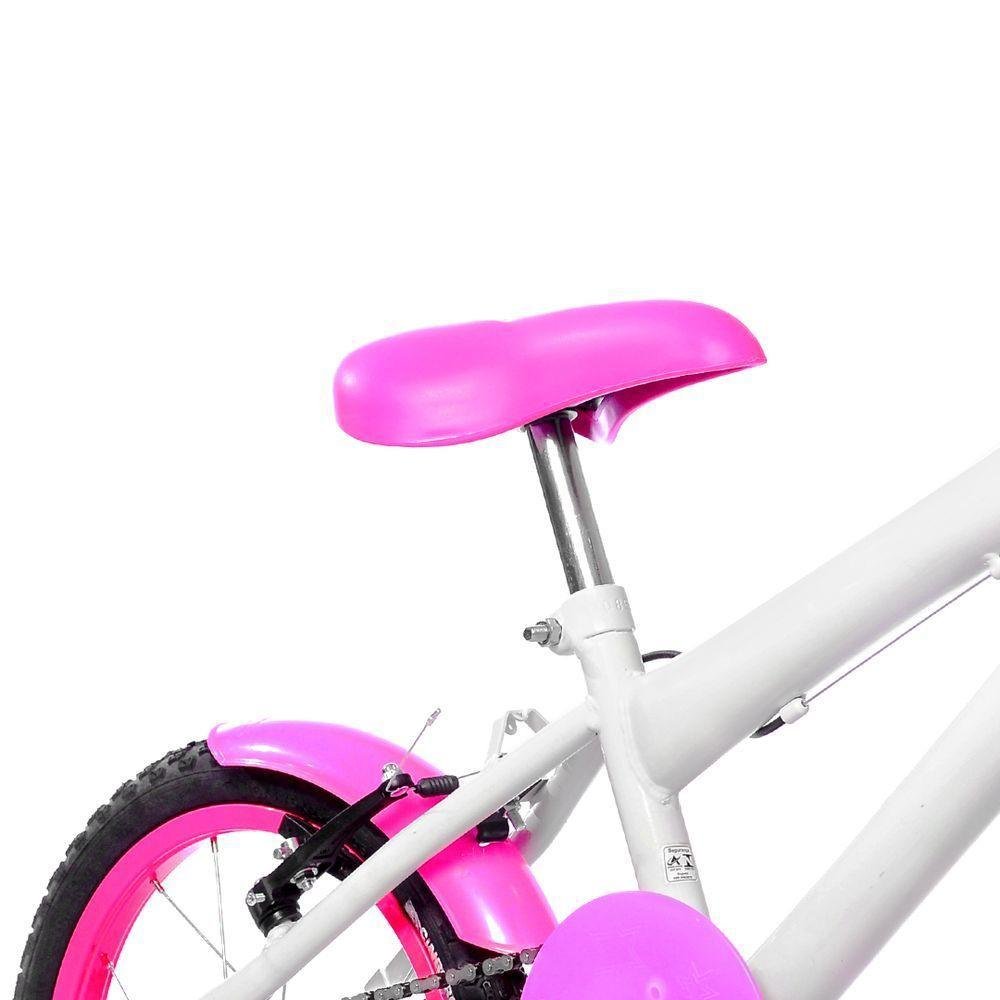 Bicicleta Aro 16 Alumínio + Kit Passeio Branca E Pink - Imagem