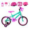 Bicicleta Aro 16 Alumínio + Kit Proteção Verde Água E Pink - Imagem 2