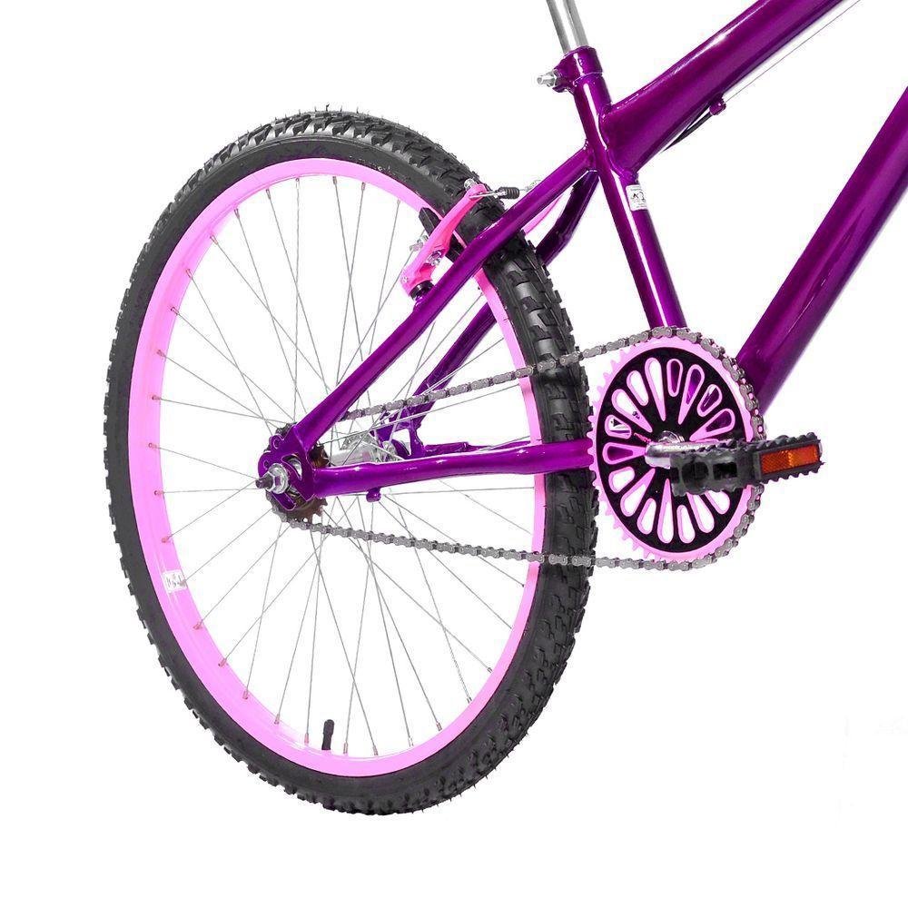 Bicicleta Aro 24 Alumínio + Kit Premium Violeta E Rosa - Imagem