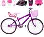 Bicicleta Aro 24 Alumínio + Kit Premium Violeta E Rosa - Imagem