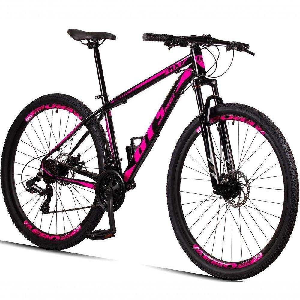 Bicicleta 29 Gt Sprint Mx7 24V Index Freio Disco Preto+Rosa - Imagem zoom