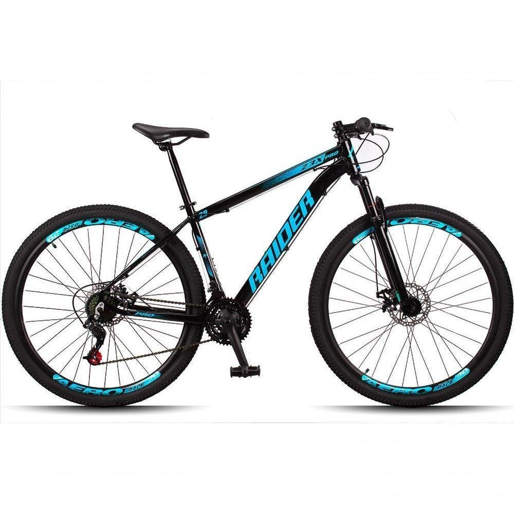 Bicicleta 29 Raider Z3X Pro 21V E Suspensão Mtb Preto+Azul - Imagem zoom