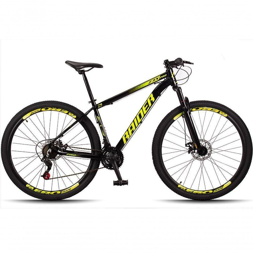 Bicicleta 29 Raider Z3X Pro 21V E Suspensão Preto+Amarelo - Imagem zoom