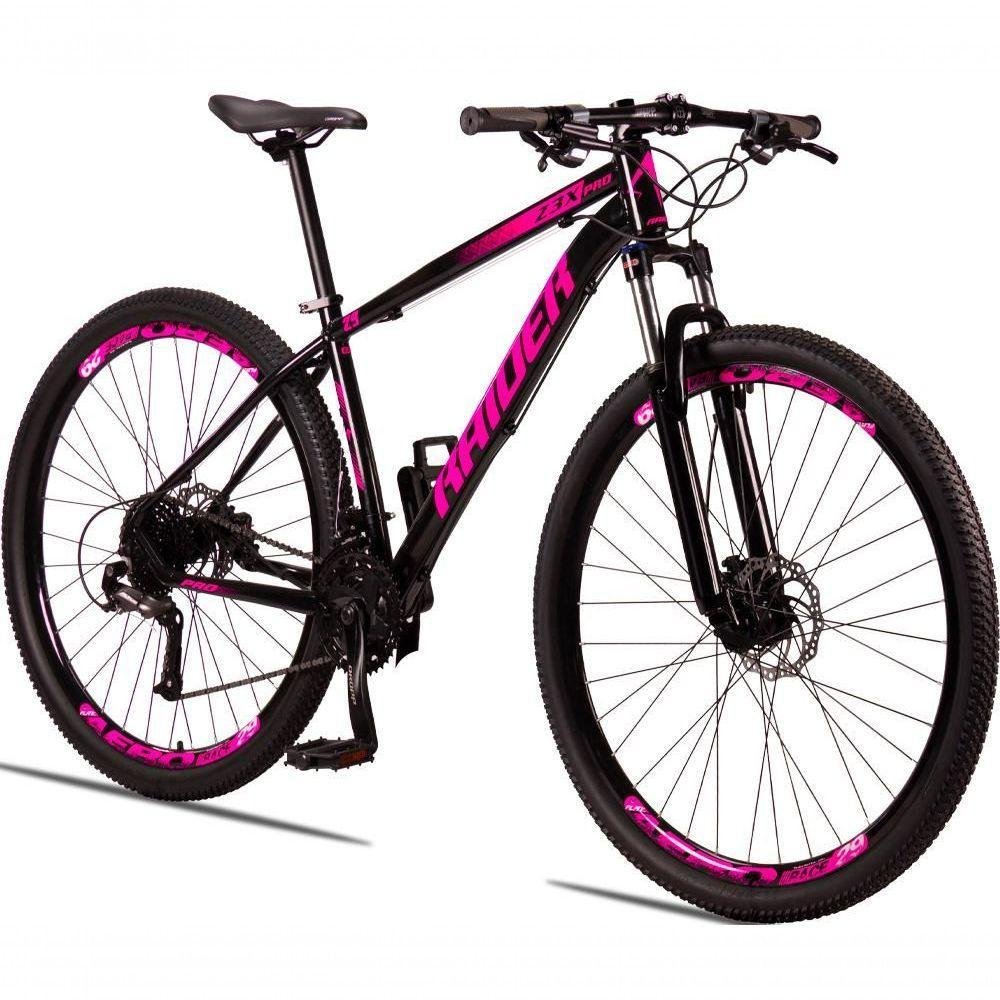 Bicicleta 29 Raider Z3X Pro 27V Câmbio Traseiro Preto+Rosa - Imagem zoom