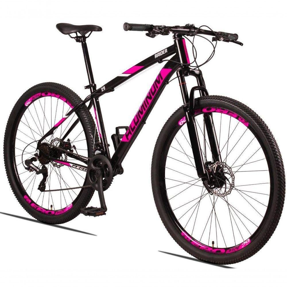 Bicicleta Aluminum Raider 24V Aro 29 Index Preto+Rosa - Imagem zoom