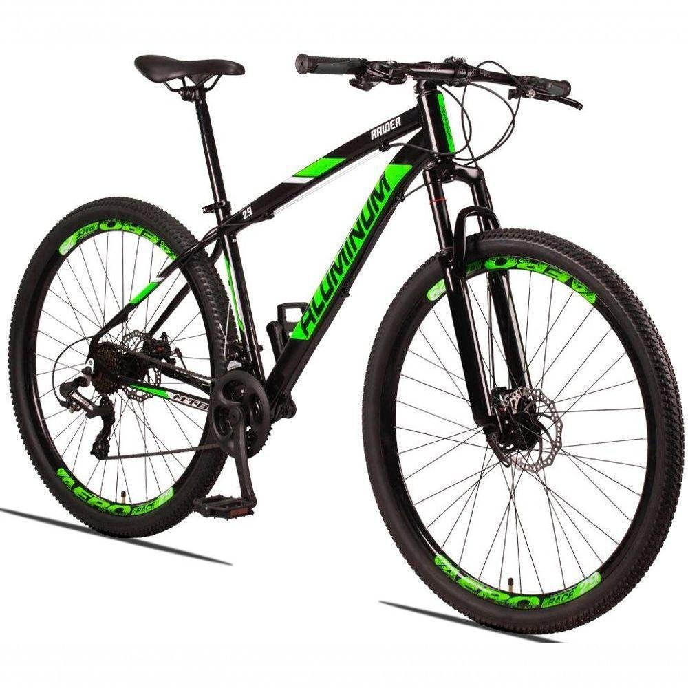 Bicicleta Aluminum Raider 24V Aro 29 Index Preto+Verde - Imagem zoom