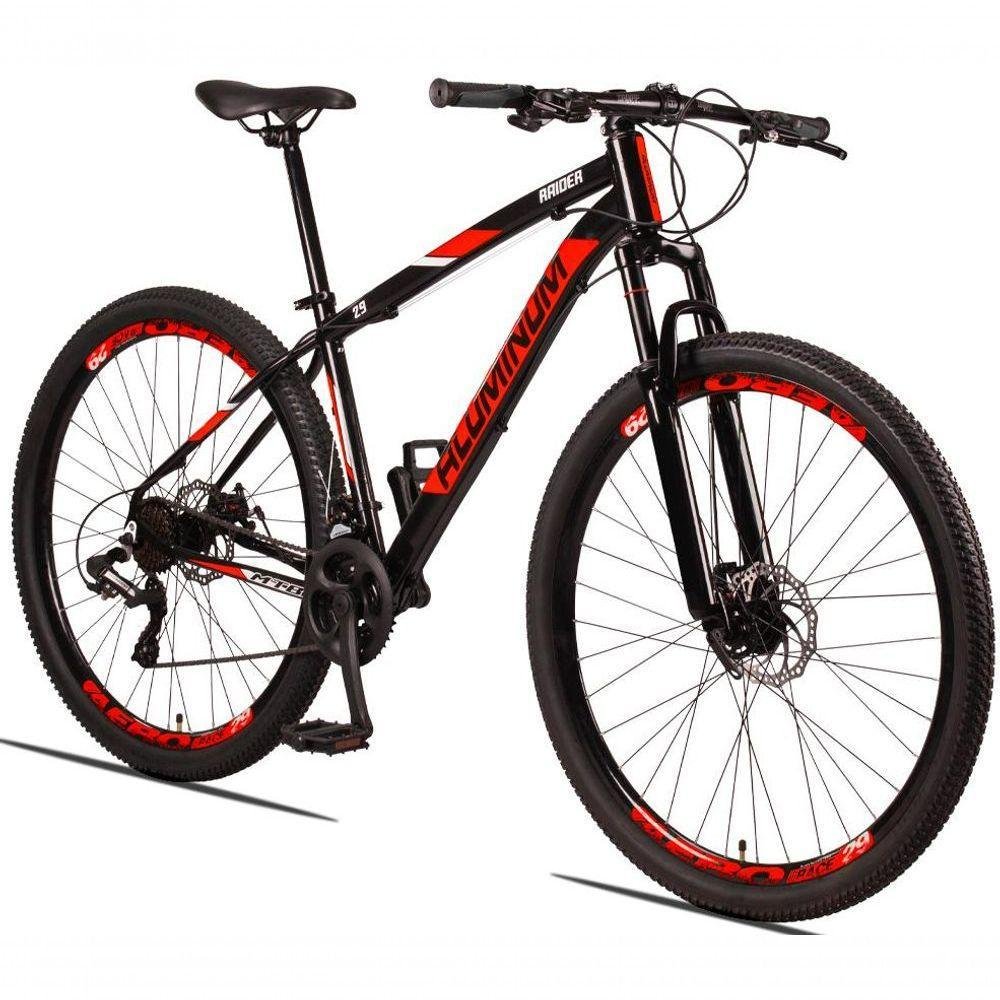 Bicicleta Aluminum Raider 24V Aro 29 Index Preto+Vermelho - Imagem zoom