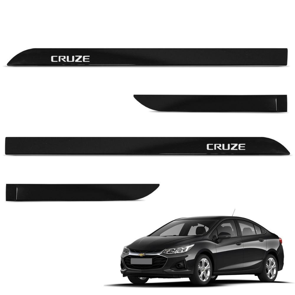 Jogo de Friso Lateral Cruze 2012 a 2023 Preto Ouro Negro - Imagem zoom