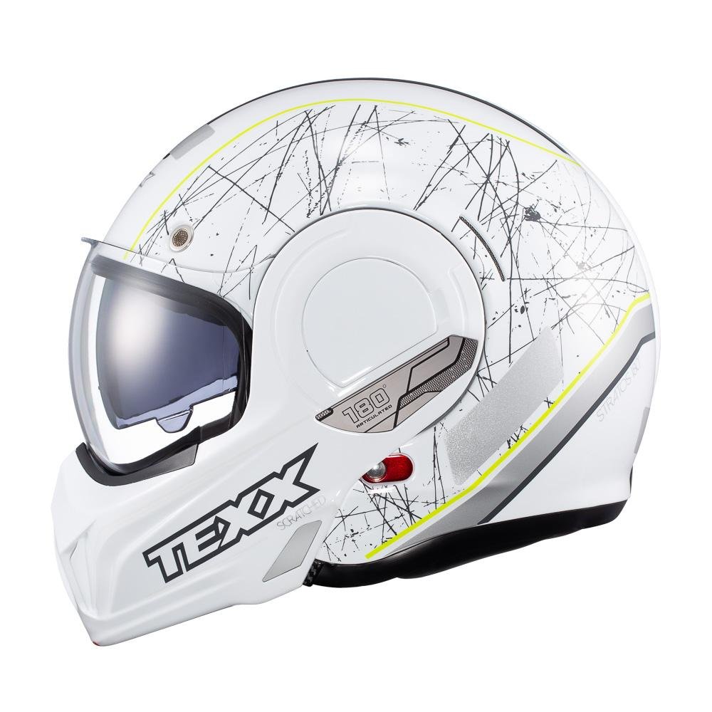 Capacete Moto Texx Stratos 180 Scratched Branco E Verde 62-TEXX-299858