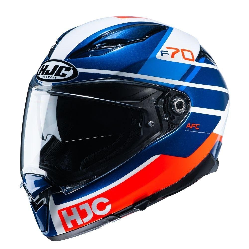 Capacete Hjc F70 Tino Azul Branco E Laranja 56 [f016] - Imagem zoom