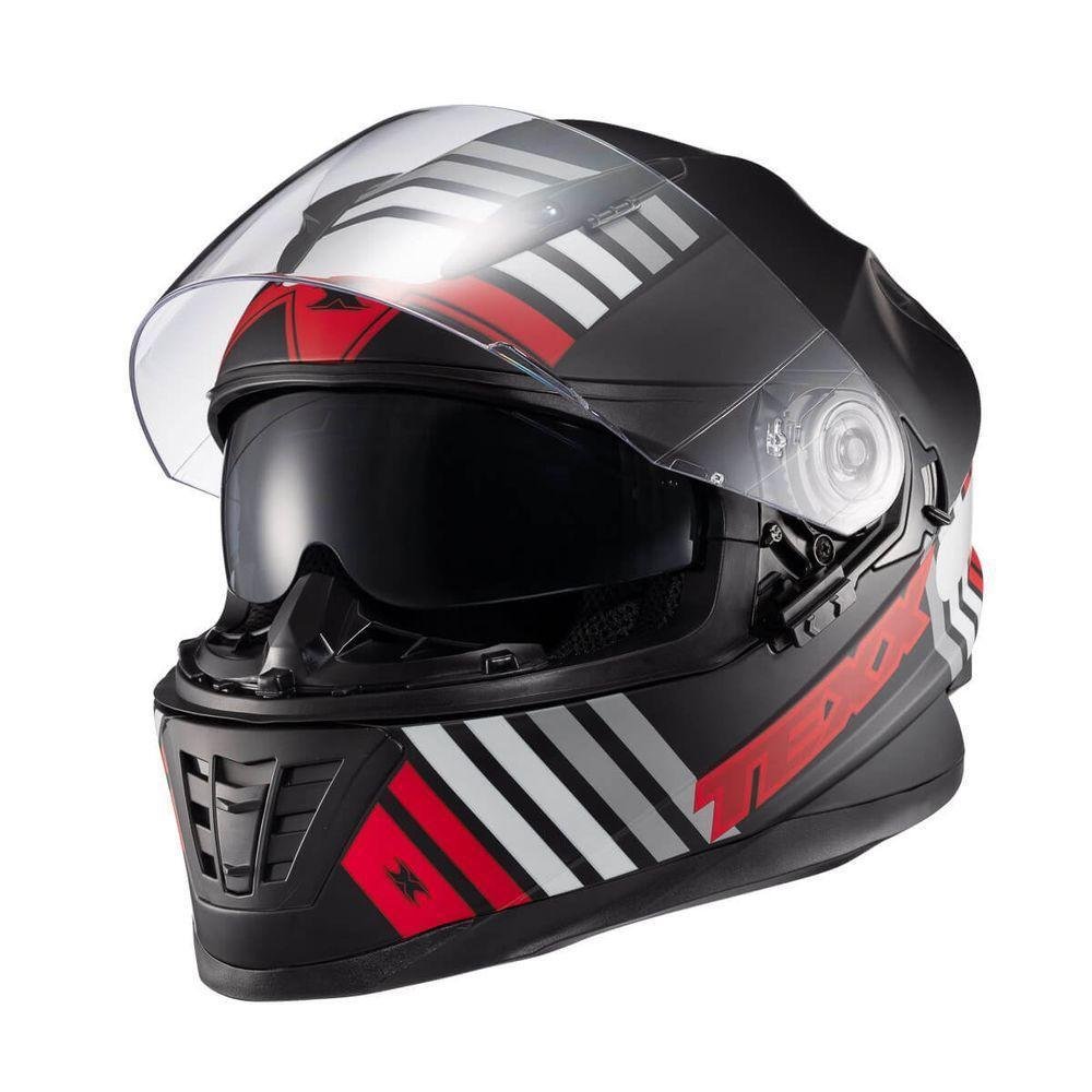 Capacete Texx Fechado Wing Grid Preto Vermelho Branco Onde Estilo Encontra Protecao Tamanho 62