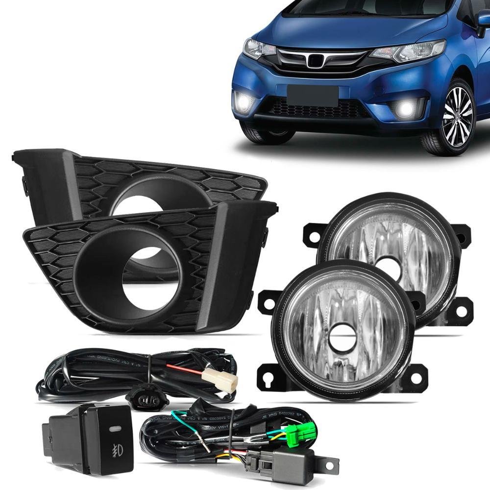 Kit Farol Milha Fit 2015 a 2017 Auxiliar Neblina Botao