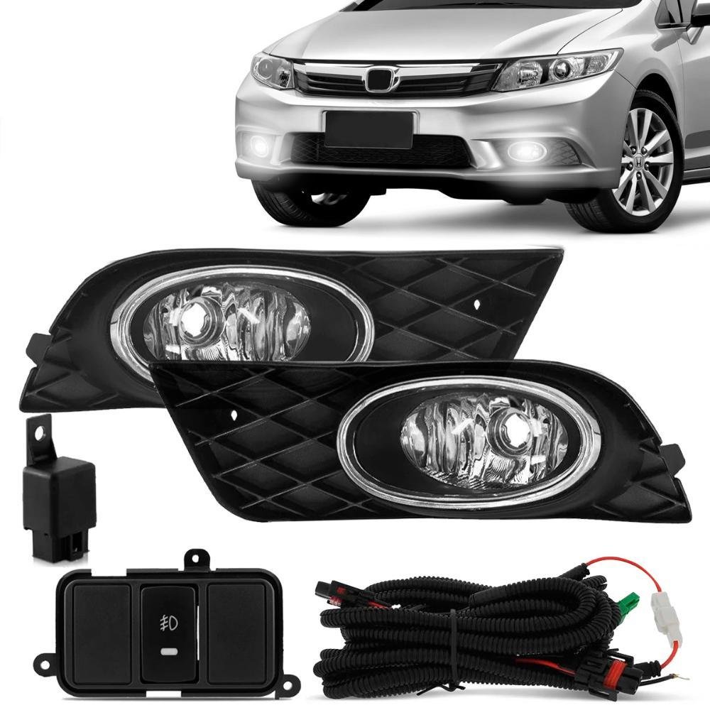 Kit Farol de Milha Civic 2012 a 2014 Auxiliar Neblina Botão Modelo Original - Imagem zoom