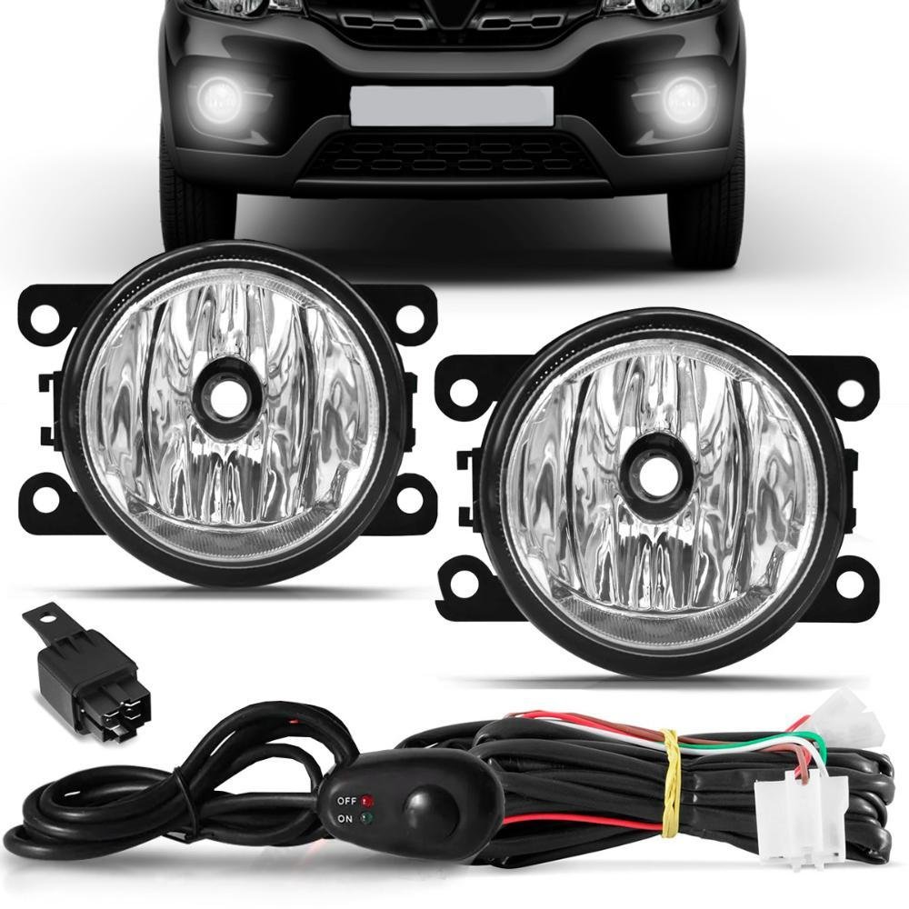 Kit Farol de Milha Renault Peugeot Citroen Jeep Universal Auxiliar Neblina - Imagem zoom