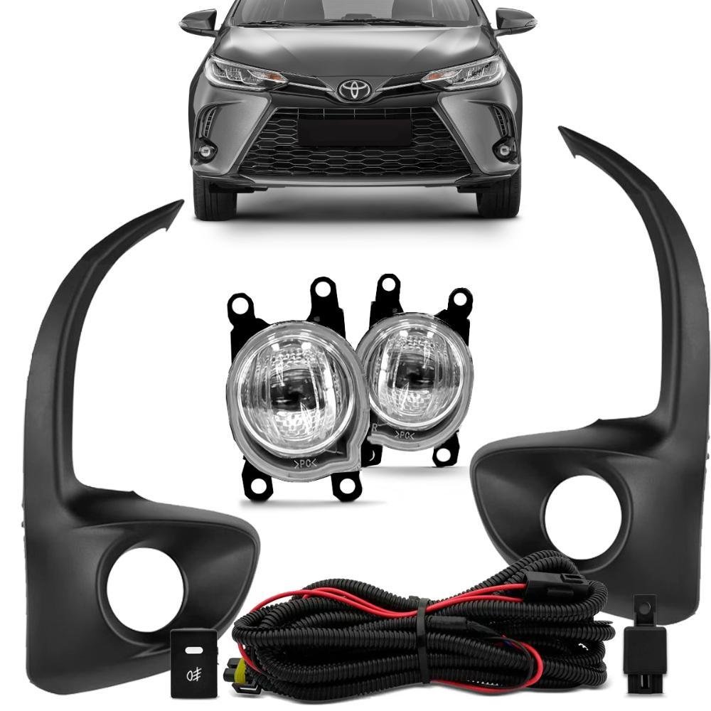 Kit Farol de Milha Yaris 2022 2023 LED Botão Modelo Original Moldura Preto - Imagem zoom