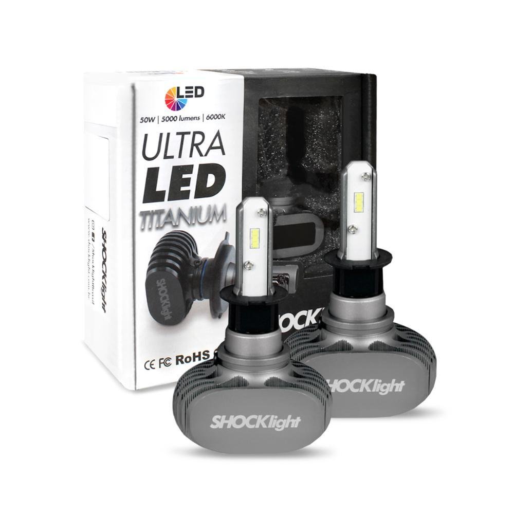 Kit Lampadas Ultra LED H3 Titanium 6000k Lumens 50w 12v