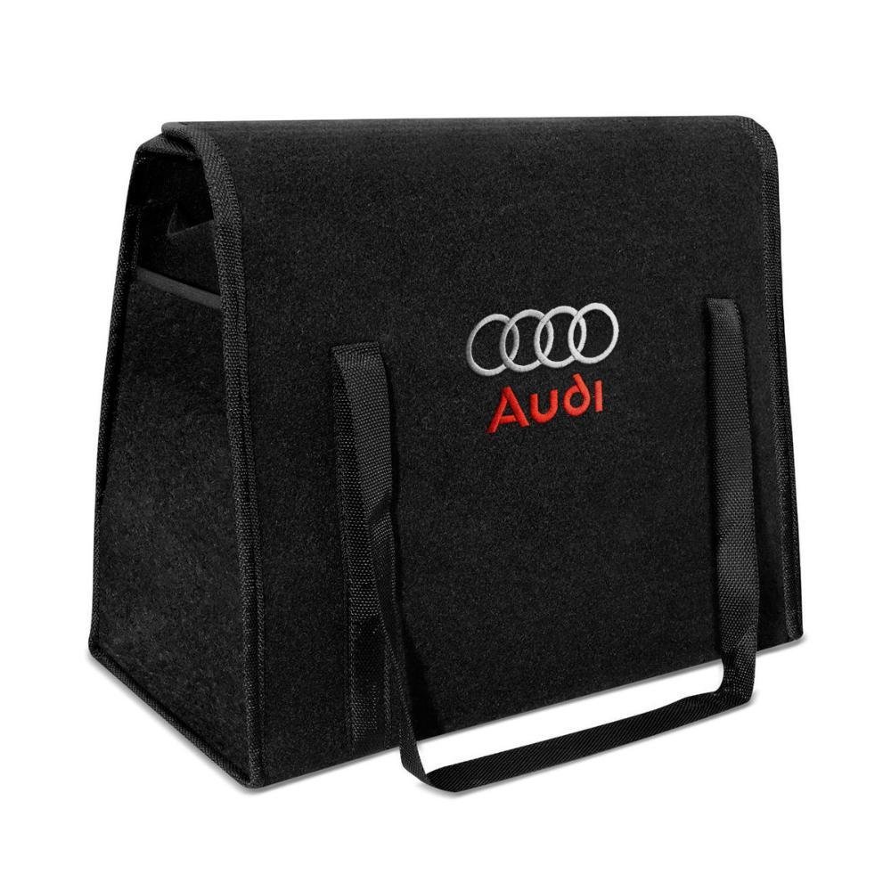 Bolsa Organizadora Porta Malas Logo Audi Carpete Preto 20 Litros - Imagem zoom