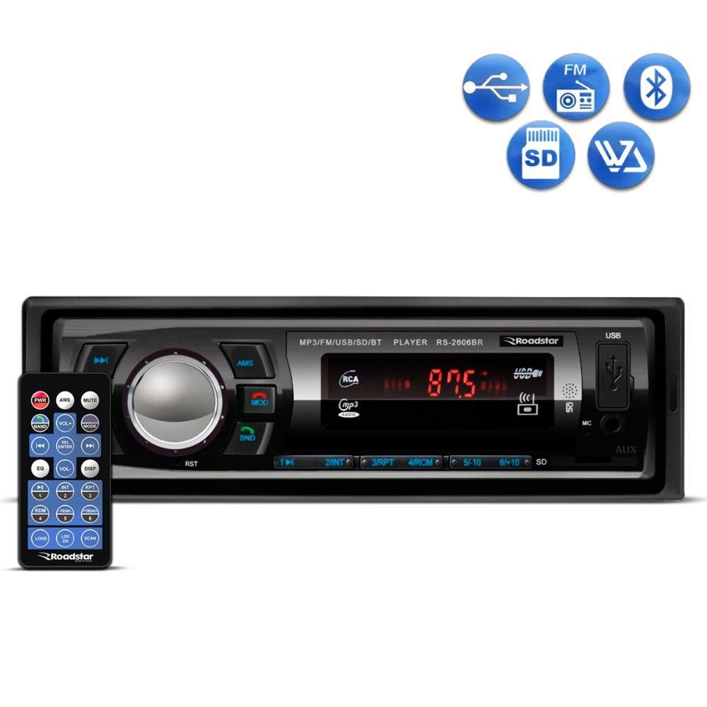 Radio Automotivo Roadstar RS2606BR Mp3 Player Bluetooth USB SD Aux FM 4x25w-Roadstar-276587