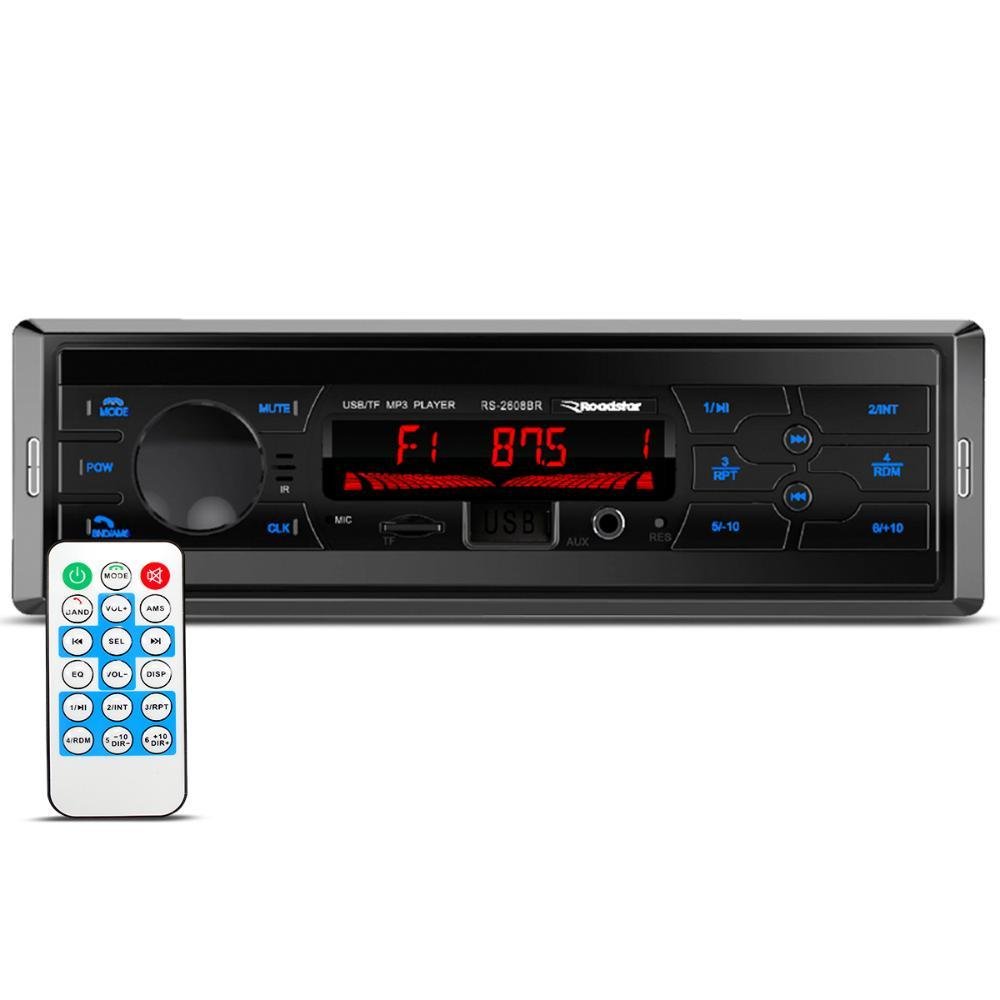 Radio Automotivo Roadstar RS2608BR Plus Mp3 Player Bluetooth USB SD FM Aux 4x30w-Roadstar-276588