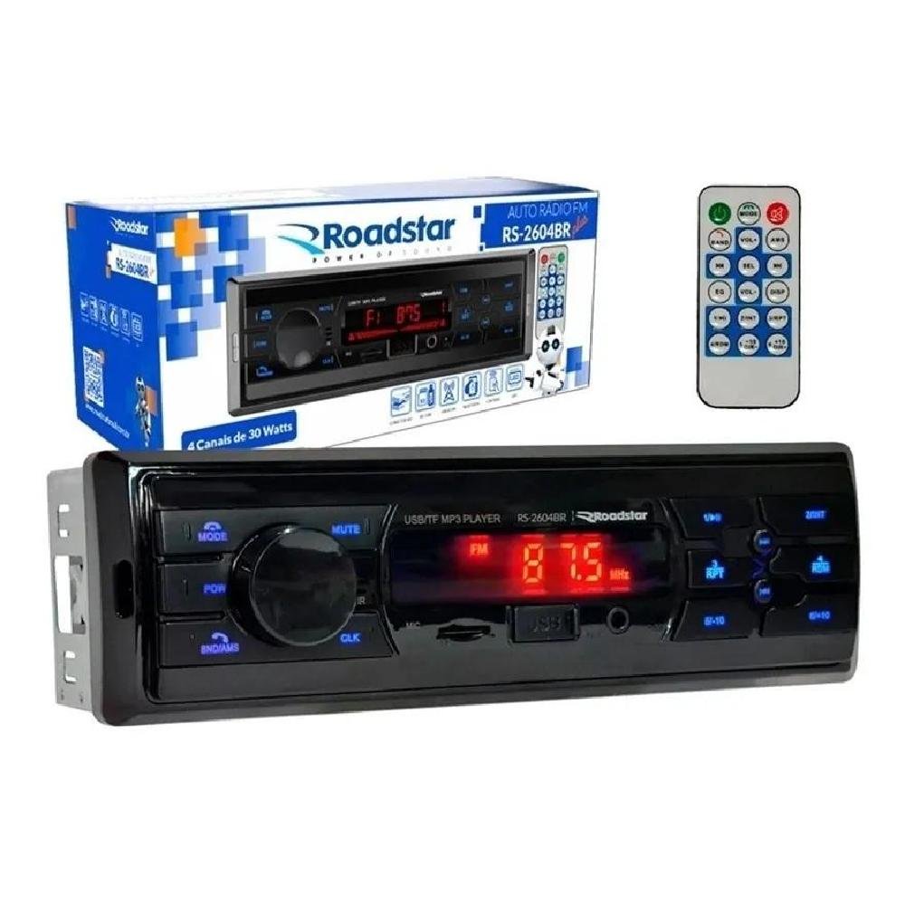 Radio Automotivo Roadstar RS2064BR PlusMp3 Player Bluetooth USB SD FM Aux 4x30w - Imagem zoom