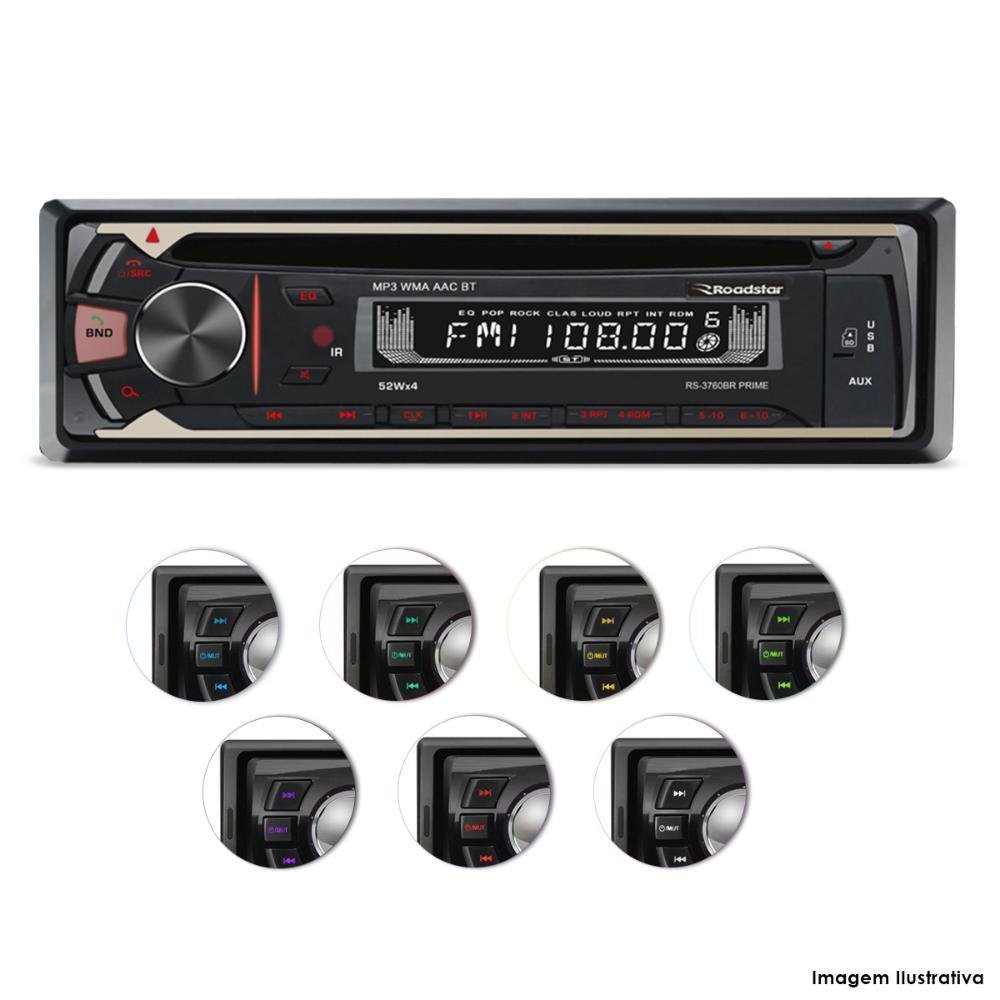 Radio CD Player Automotivo Roadstar RS3760BR Mp3 Bluetooth USB SD FM Aux 4x52w - Imagem zoom