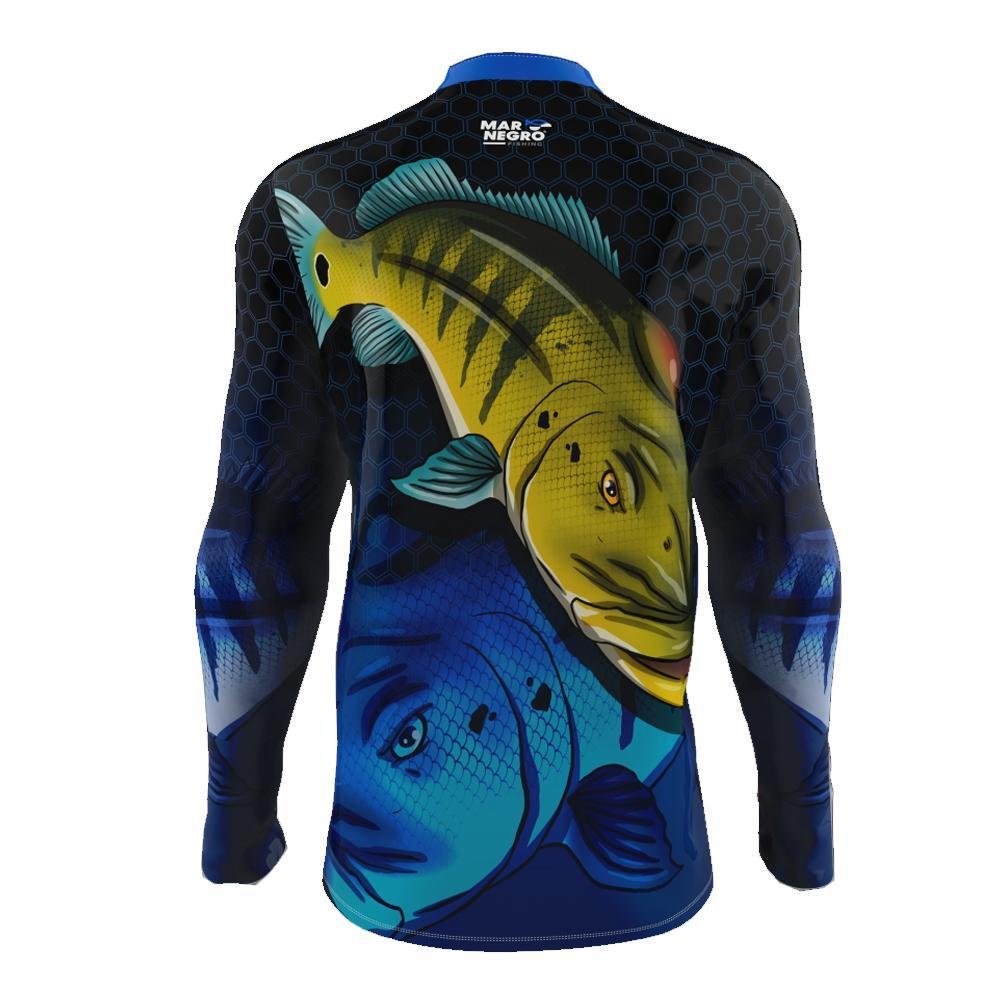 Camisa de Pesca Proteção Solar UV Tucunaré Azul 1 2021 - Mar Negro P - Imagem zoom